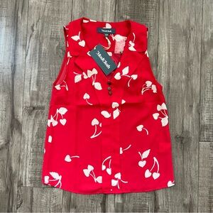 Modcloth Red Floral XXS Unrivaled Enjoyment Sleeveless Top NWT